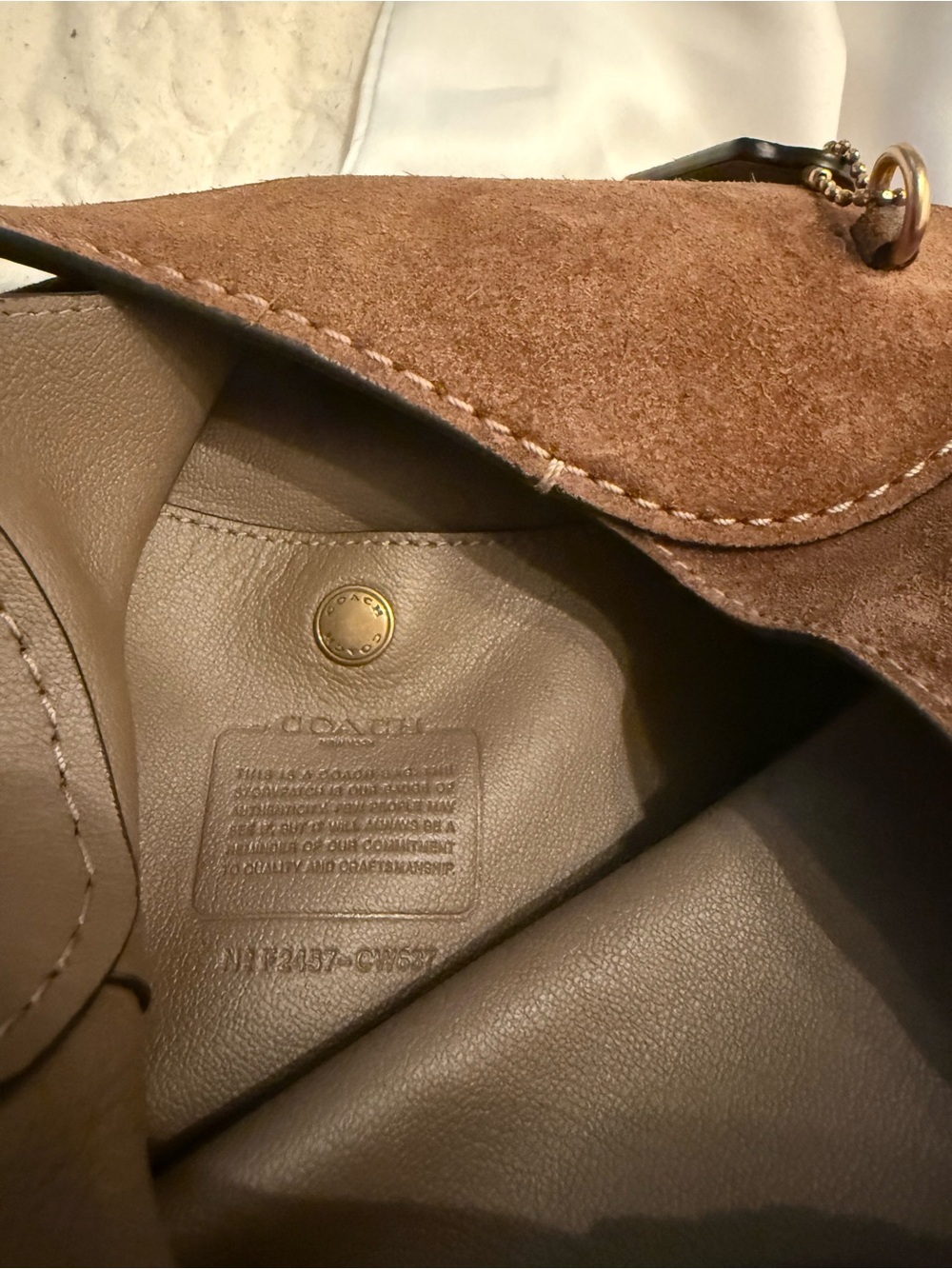 COACH Brooklyn 28 Tobacco Suede Shoulder Bag - Picture 5 of 6